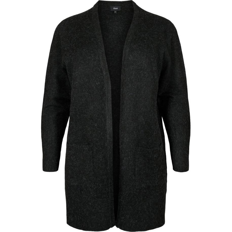 Zizzi Zizzi Gebreid vest CASUNNY donkergrijs -