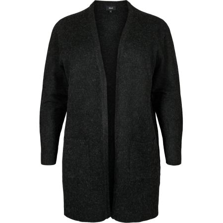 Zizzi Zizzi Gebreid vest CASUNNY donkergrijs