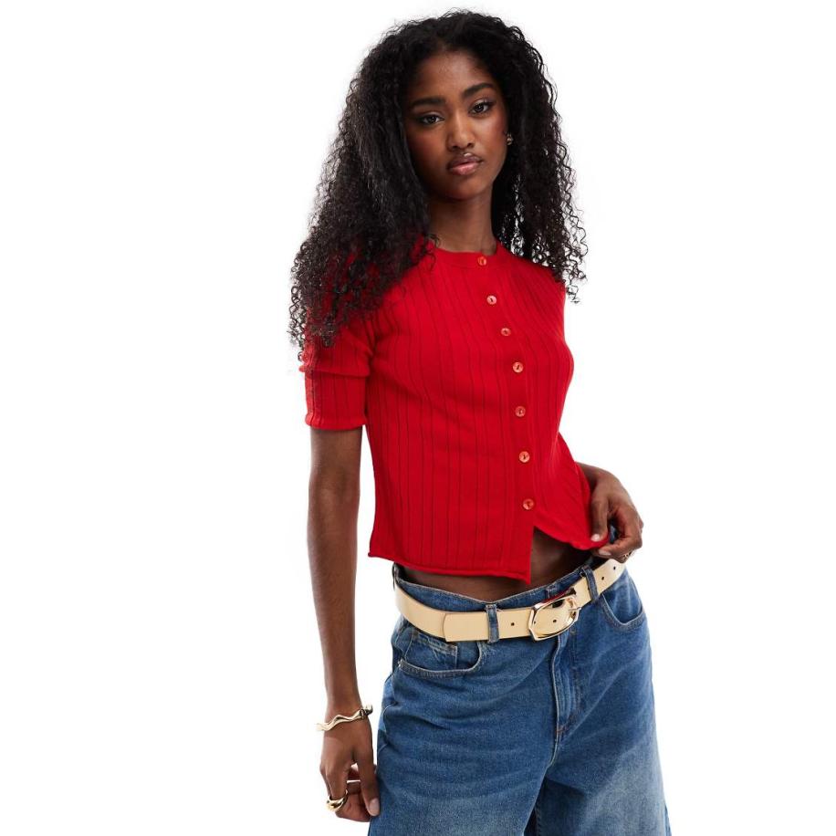 ASOS DESIGN Gebreid vest in rood Rood