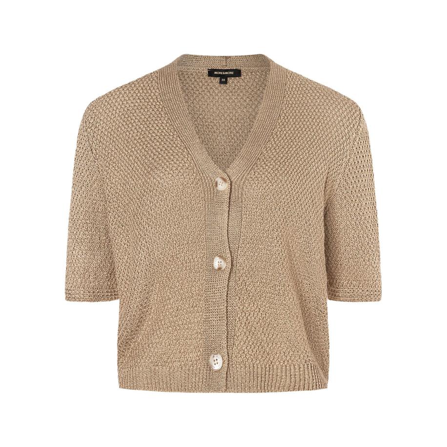 More & More MORE & MORE Gebreid vest donkerbeige -