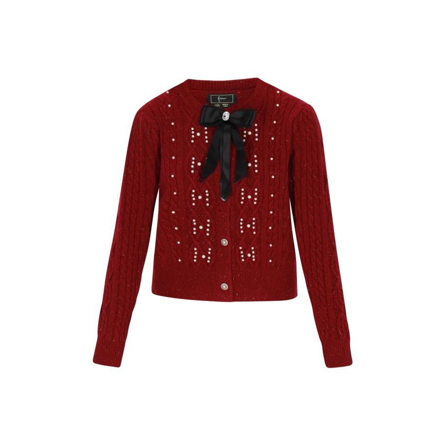 Faina faina Gebreid vest bourgogne / zwart -