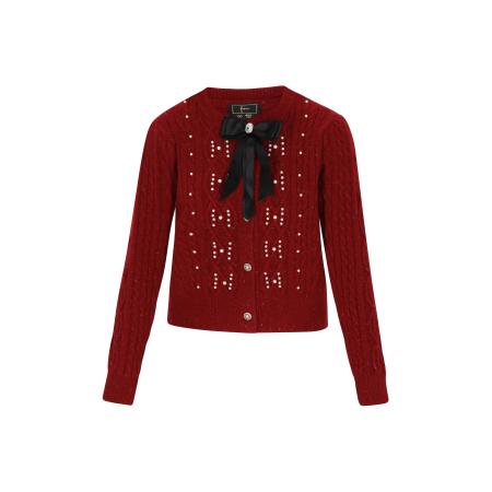 Faina faina Gebreid vest bourgogne / zwart