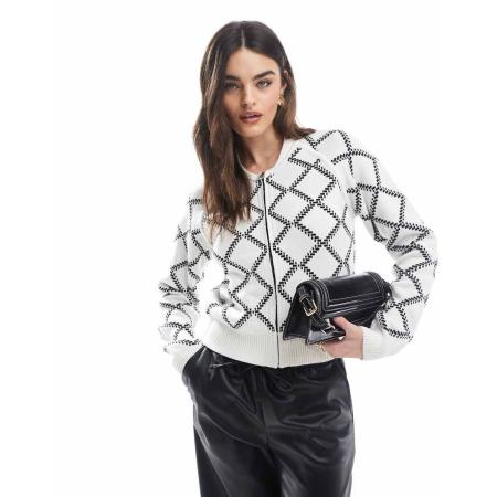 French Connection Odessa Omkeerbaar geruit vest in wit-Veelkleurig