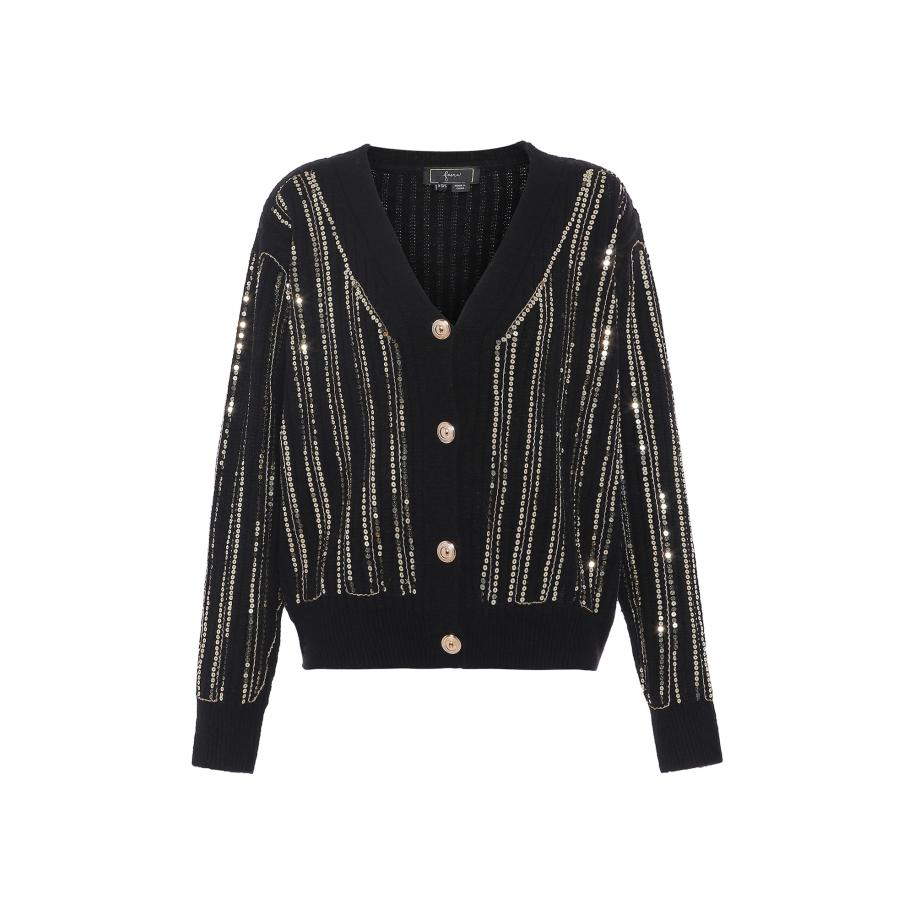 Faina faina Gebreid vest goud / zwart -