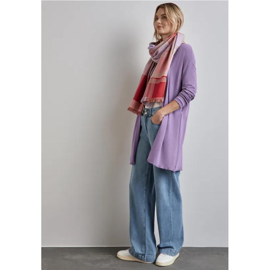 Street One Lang fijn gebreid vest Paars