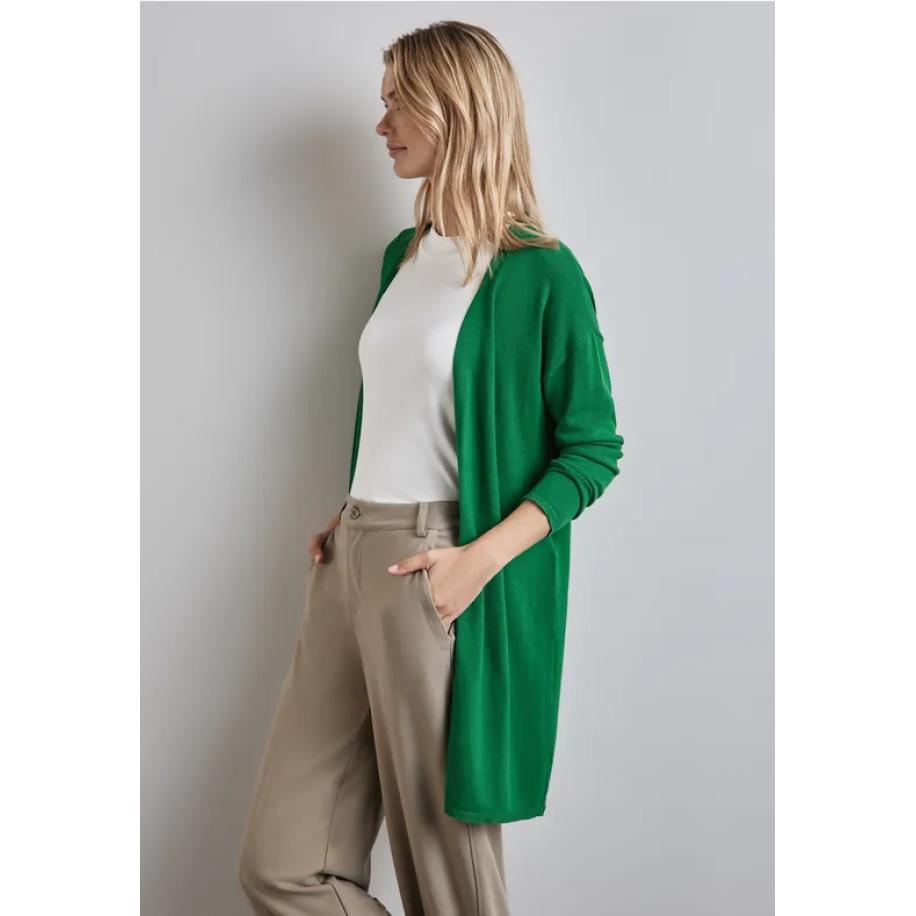 Street One Lang fijn gebreid vest Groen