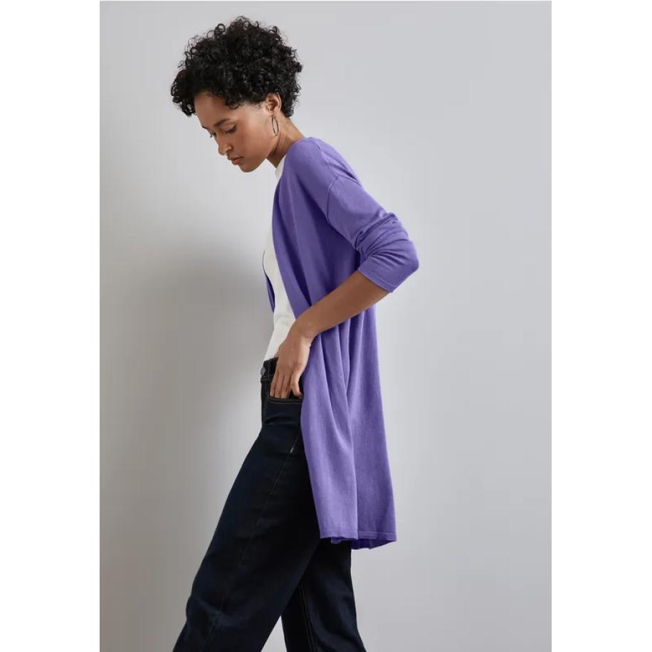 Street One Lang fijn gebreid vest Paars