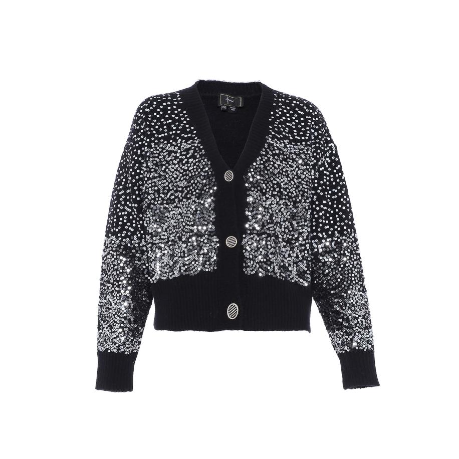 Faina faina Gebreid vest zwart / zilver -