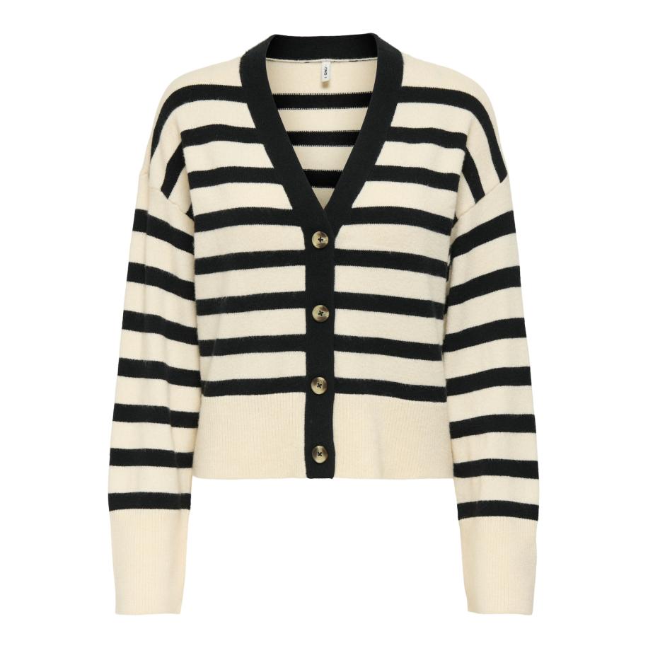 Only ONLY Gebreid vest ONLKATIA greige / zwart -