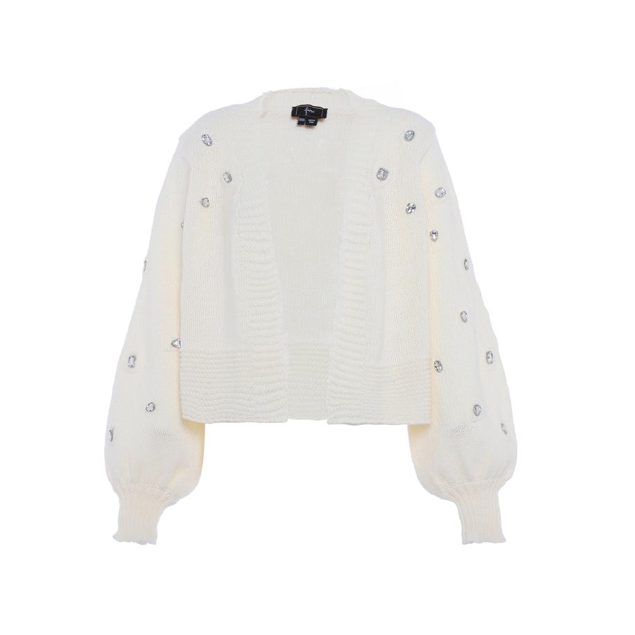 Faina faina Gebreid vest zilver / wolwit -