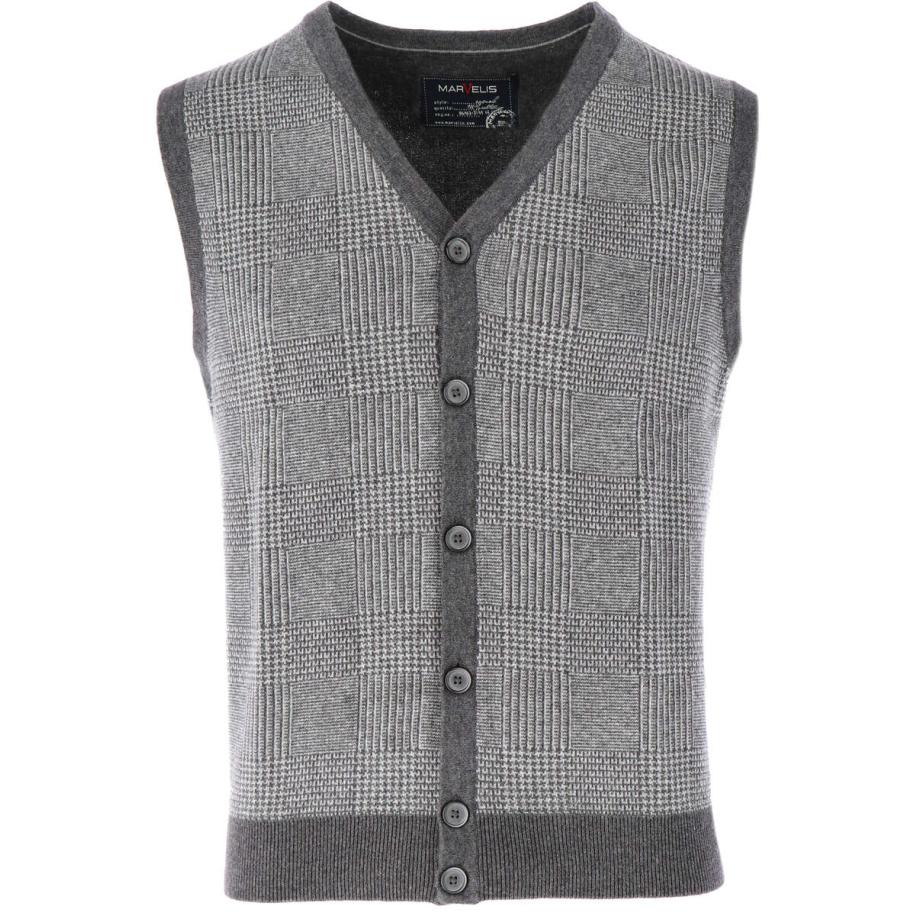 Marvelis Casual Gebreid vest antraciet, Motief Grijs