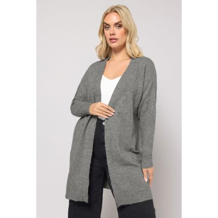 Yours Zacht Gebreid Vest Met Geribbelde Boorden In Grijs Size 58-60