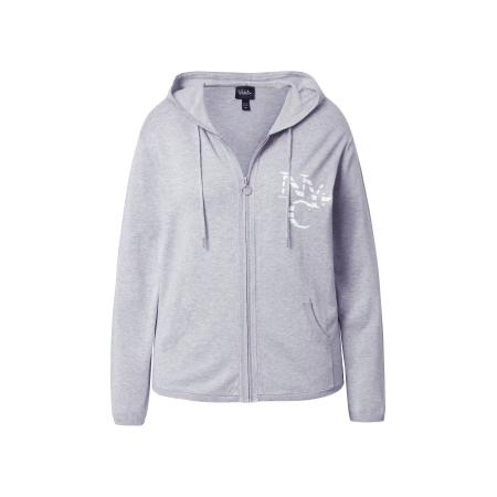 Ulla Popken Ulla Popken Gebreid vest grijs gemêleerd / wit