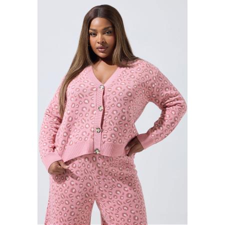 Limited Collection Curve Roze Luipaardprint Cardigan Size 54-56