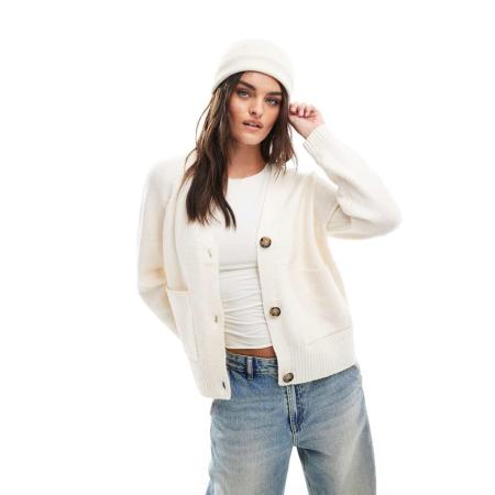 Vero Moda Vest met V-hals en knopen in crème-Wit