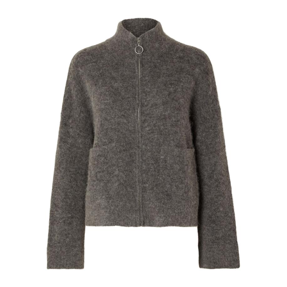 Selected SELECTED Gebreid vest SIA RAS grijs / grijs gemêleerd -