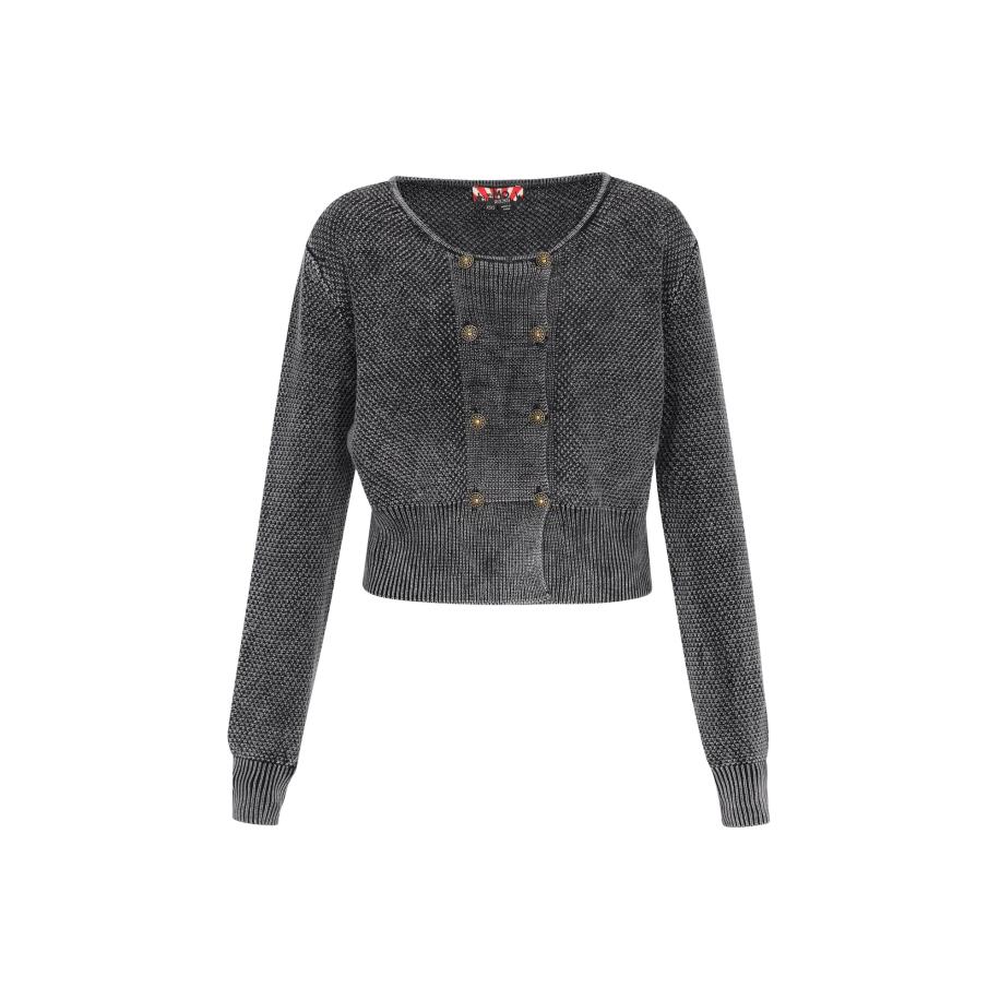 MYMO myMo ROCKS Gebreid vest zwart gemêleerd -