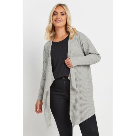 Yours Vest Met Geribbelde Textuur In Watervalstijl In Lichtgrijs Size 58-60