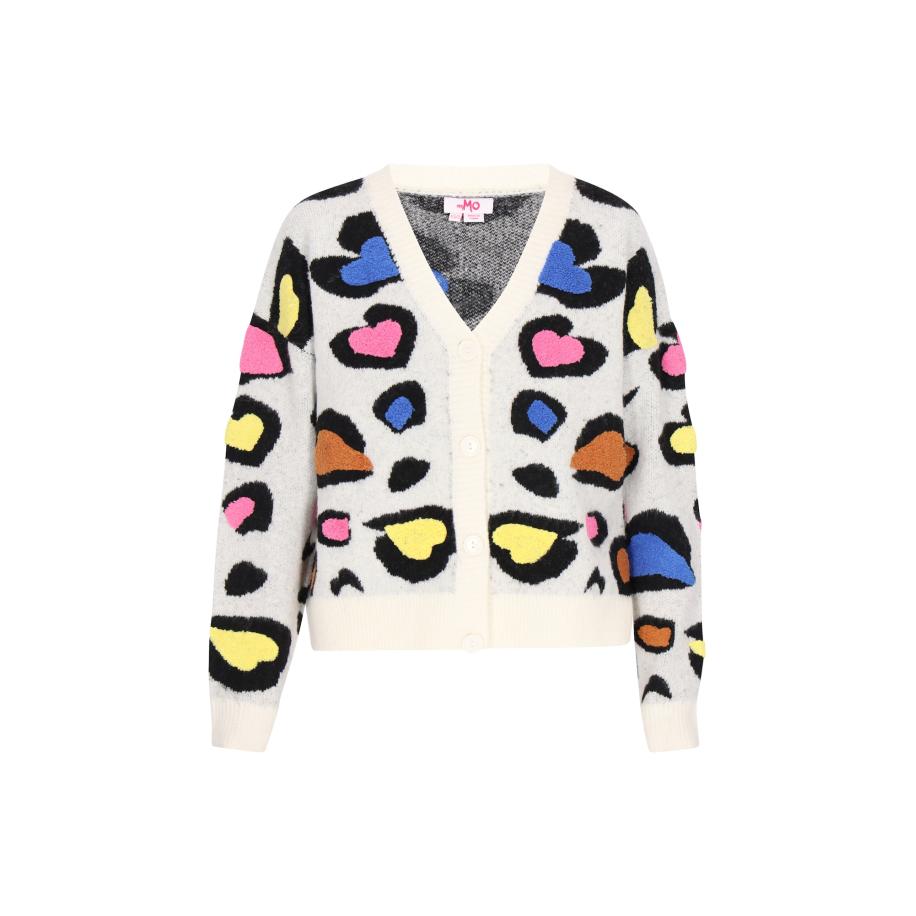 MYMO MYMO Gebreid vest blauw / geel / oranje / pink / zwart / offwhite -