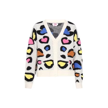 MYMO MYMO Gebreid vest blauw / geel / oranje / pink / zwart / offwhite