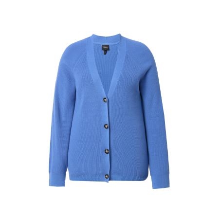 Ulla Popken Ulla Popken Gebreid vest blauw denim