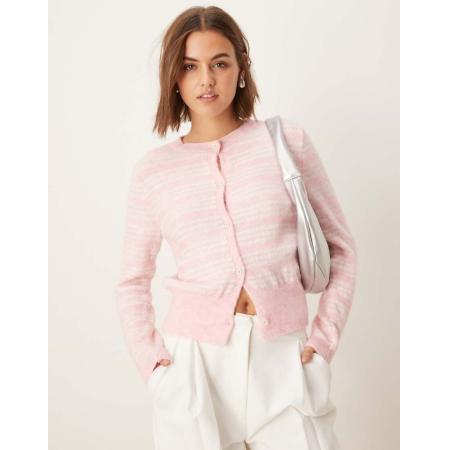 ASOS DESIGN Vest met nette pasvorm in roze gestreept-Veelkleurig