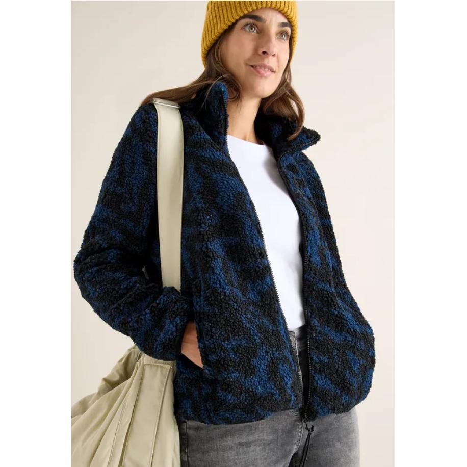 CECIL Zebra jacquard fleecejack Blauw