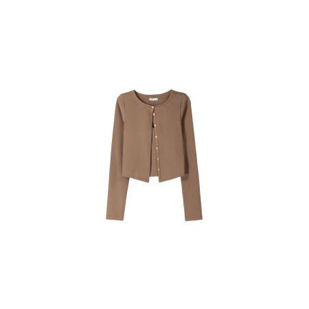 Bershka Bershka Gebreid vest donkerbeige