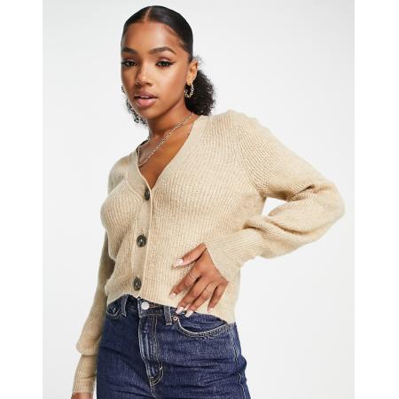 JDY Geribbeld vest met V-hals in beige-Neutraal