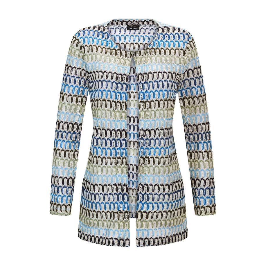 Goldner Goldner Gebreid vest blauw / pastelgroen / zwart / wit -