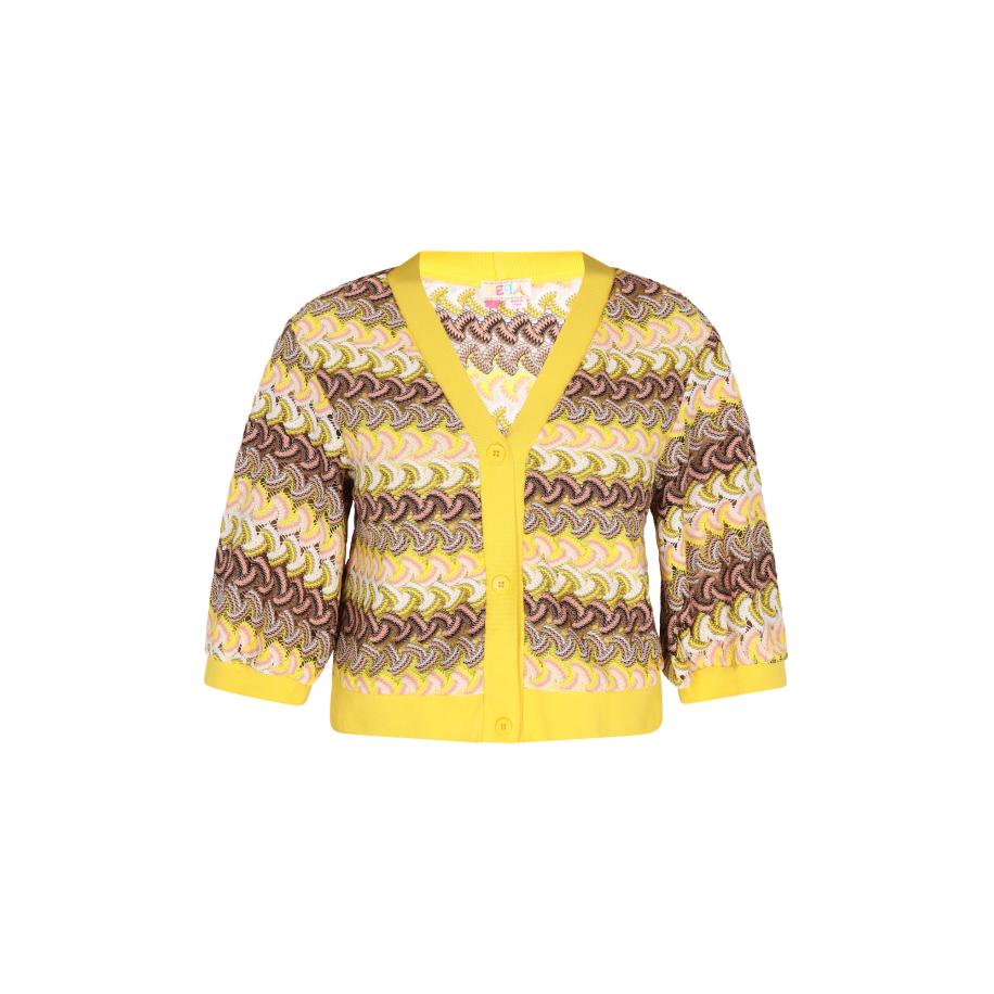 IZIA IZIA Gebreid vest beige / bruin / geel -