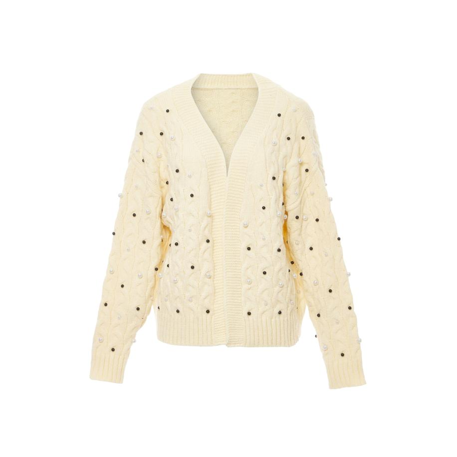 Faina faina Gebreid vest zwart / parelwit / wolwit -