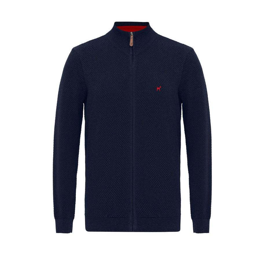Williot Williot Gebreid vest navy / knalrood -
