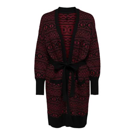 Only ONLY Gebreid vest ONLSIGRUN wijnrood / zwart