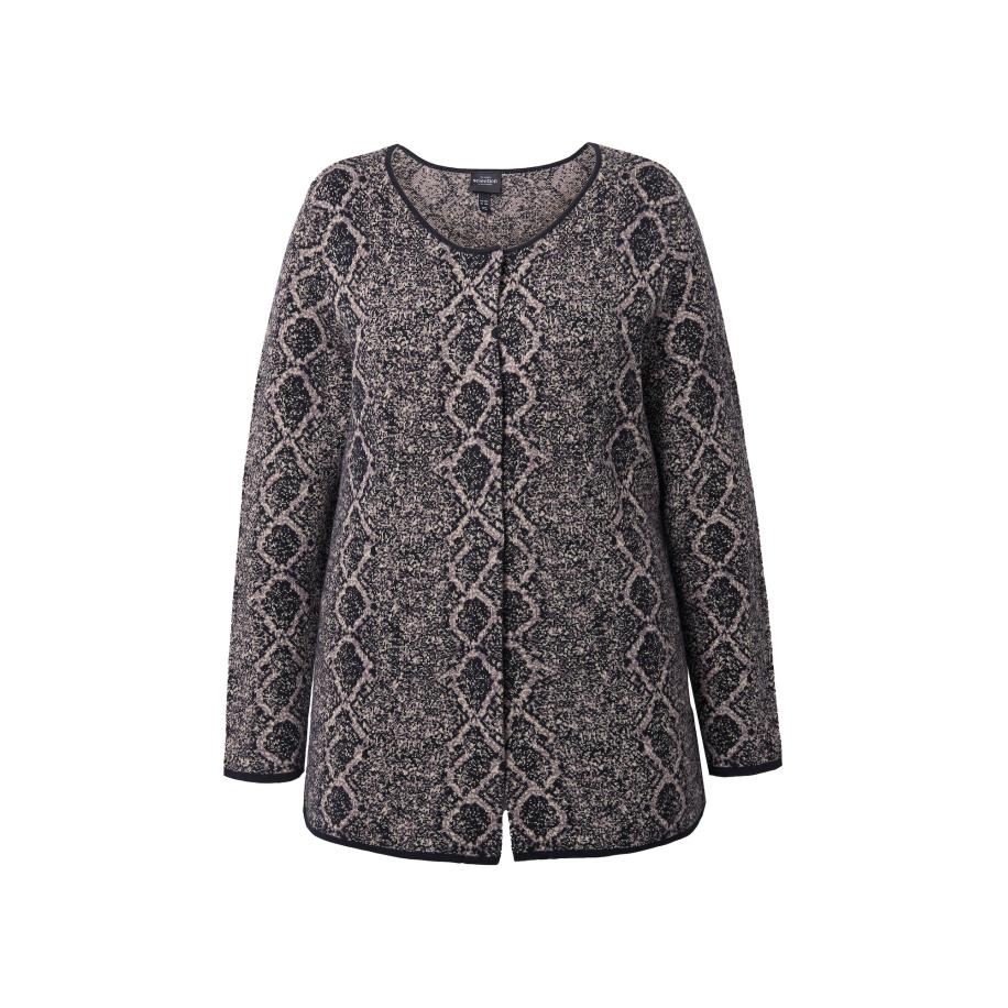 Ulla Popken Ulla Popken Gebreid vest lichtbruin / grijs / zwart -