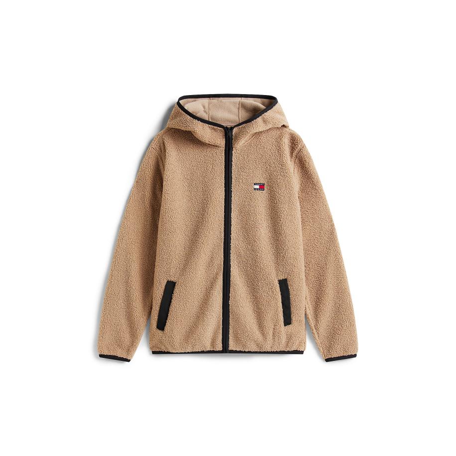 Tommy Jeans Tommy Jeans Fleece jas beige / rood / zwart / wit -