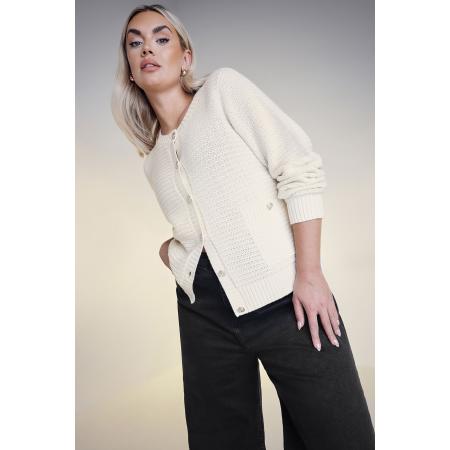 Yours Gebreid Vest Met Knopen En Zakken Met Knoopdetail In Wit Size 62-64