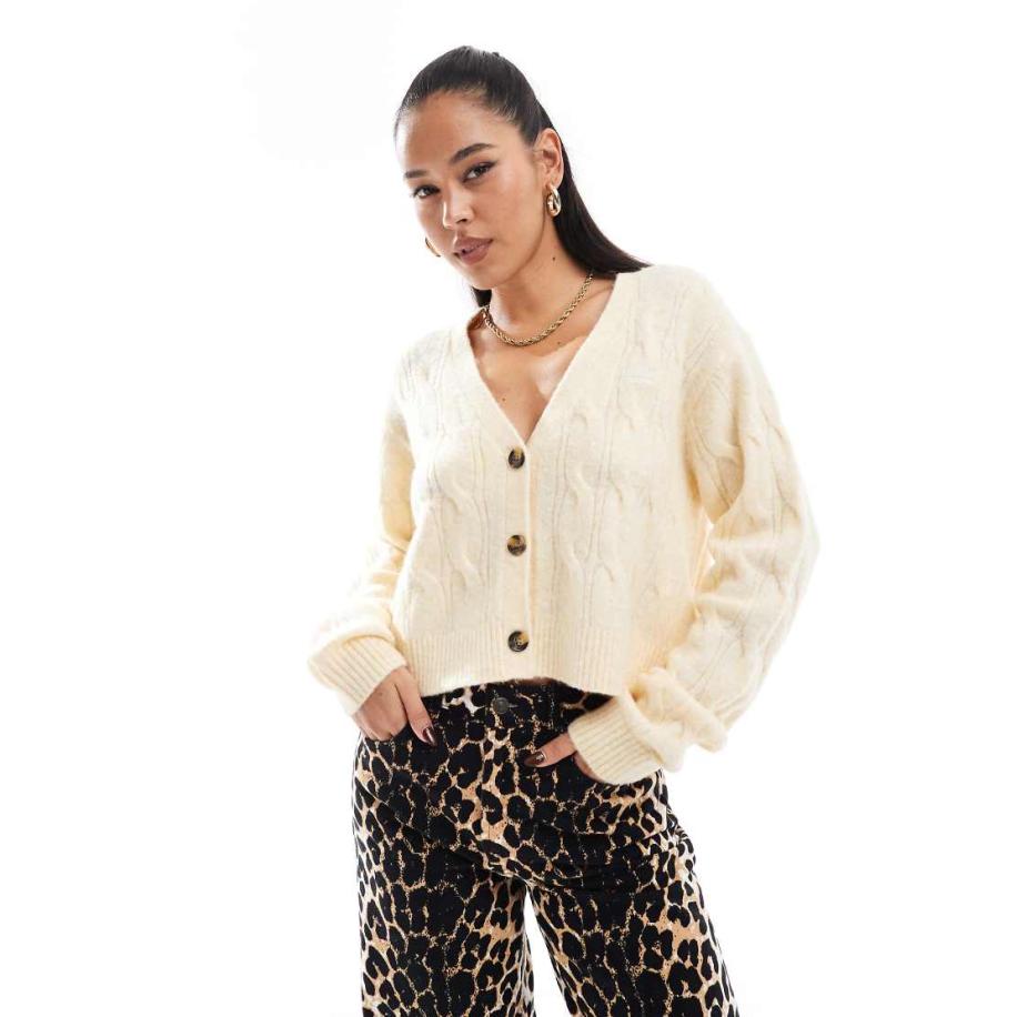 Tommy Jeans Grofgebreid vest met kabels in geel Geel