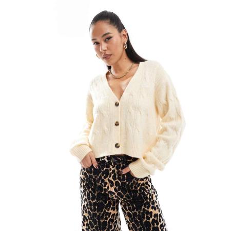 Tommy Jeans Grofgebreid vest met kabels in geel