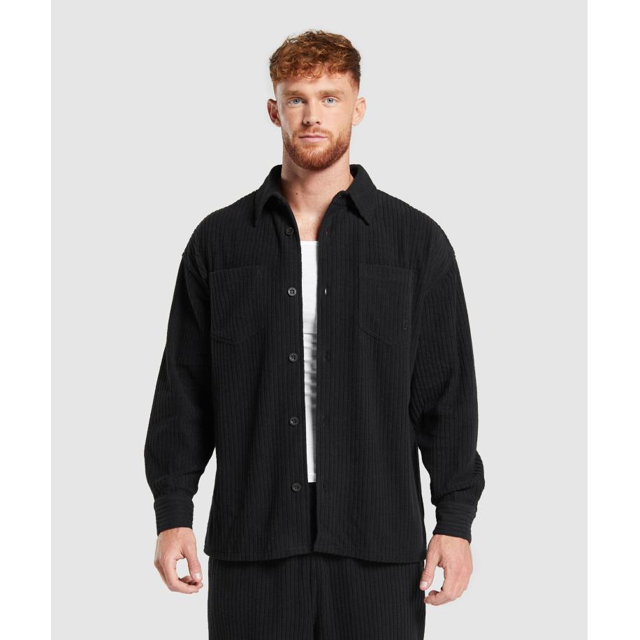 Gymshark Cord Overshirt Black Zwart