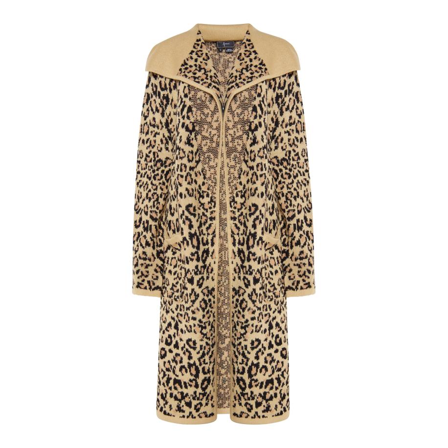 Faina faina Gebreide mantel Imane camel / sand / zwart -