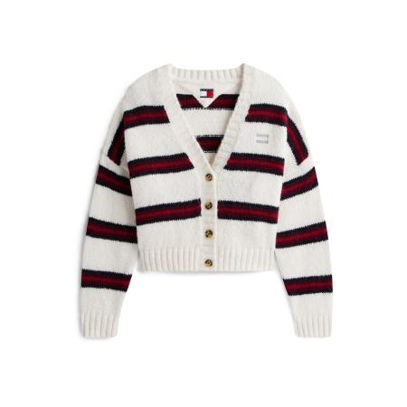 Tommy Jeans Tommy Jeans Gebreid vest bloedrood / bourgogne / zwart / wit