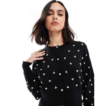 The Frolic Exclusives Vest met pofmouwen, ruitpatroon en pareltjes in zwart