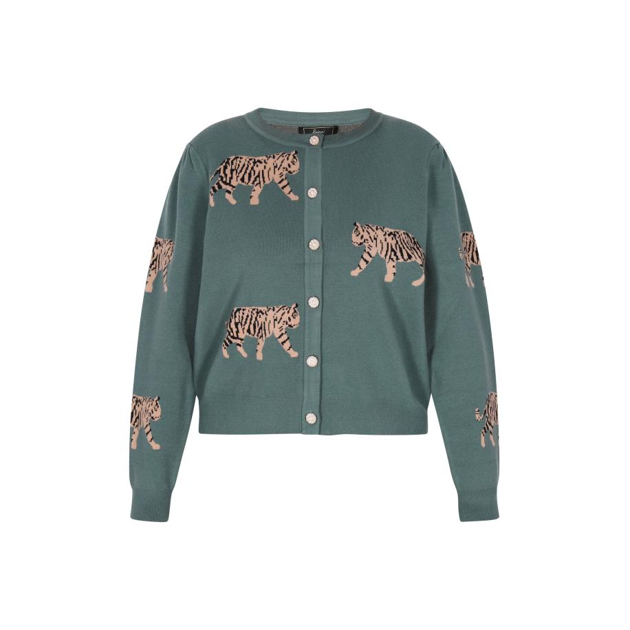 Faina faina Gebreid vest bruin / donkergroen -