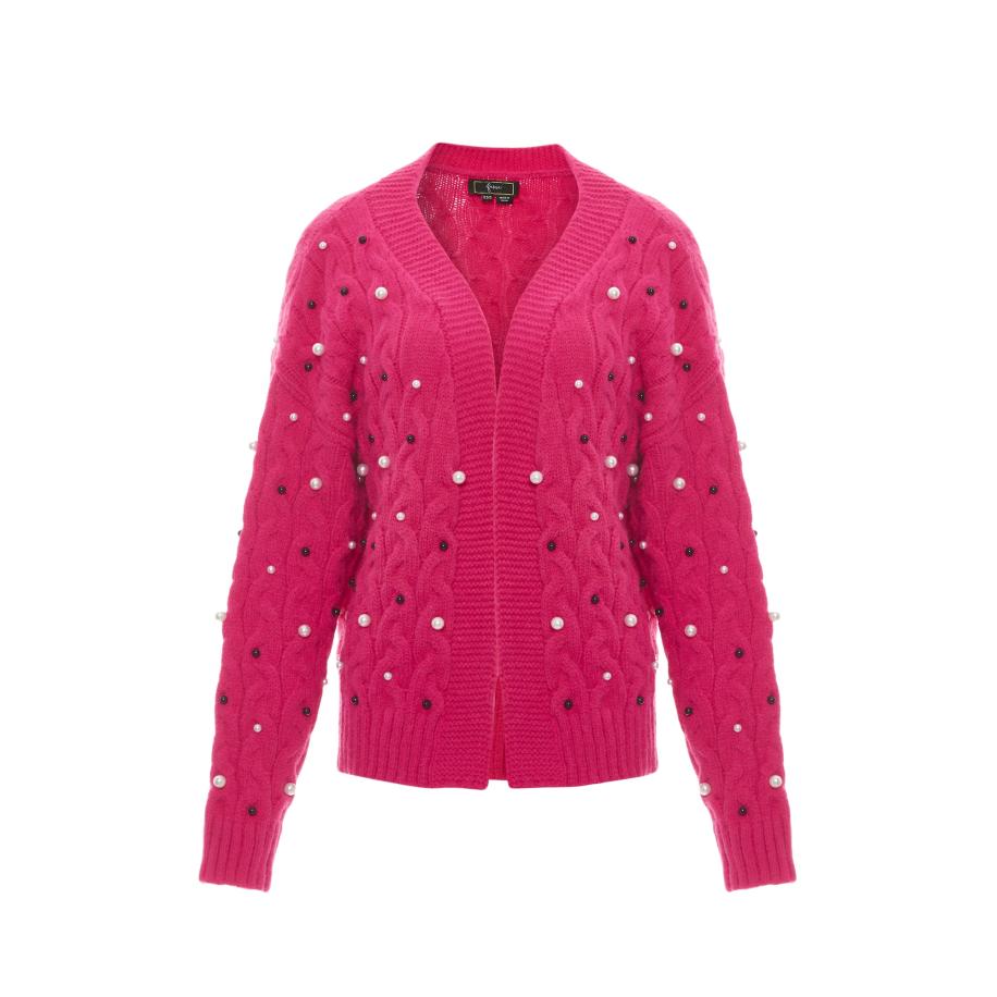 Faina faina Gebreid vest pink / zwart / wit -
