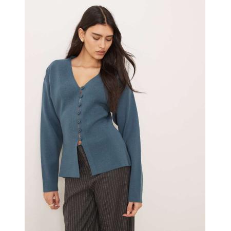 ASOS DESIGN Vest met V-hals, knopen en structuur in petrolblauw