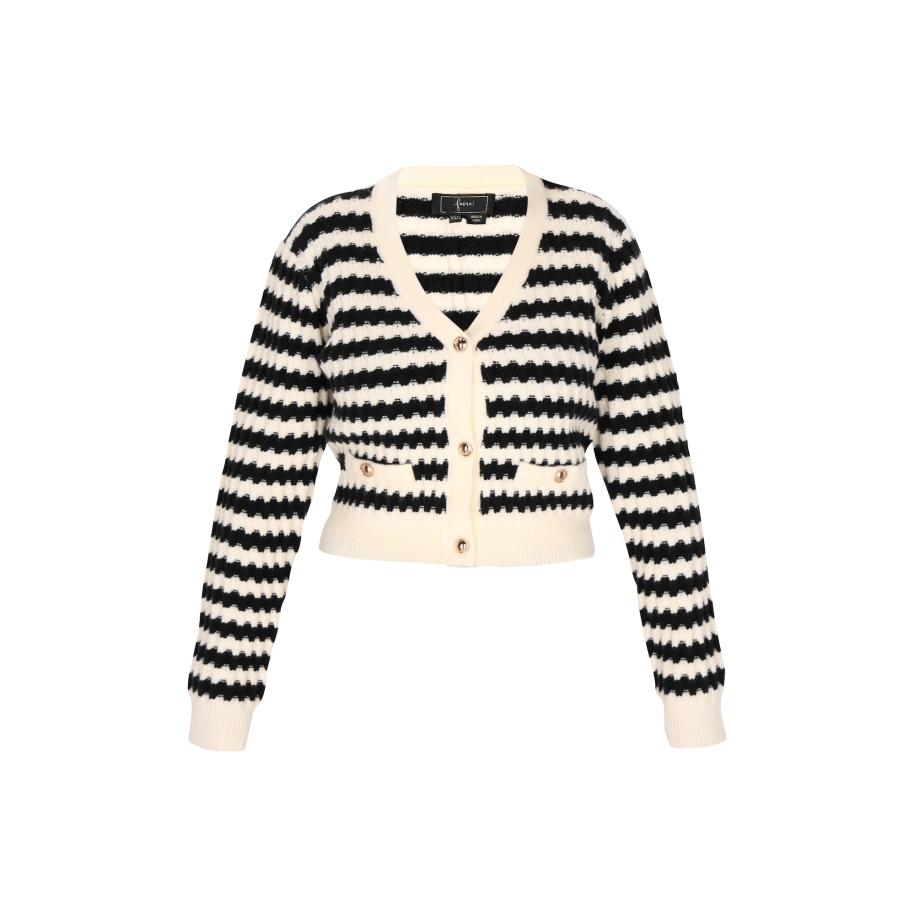 Faina faina Gebreid vest lichtbeige / zwart -