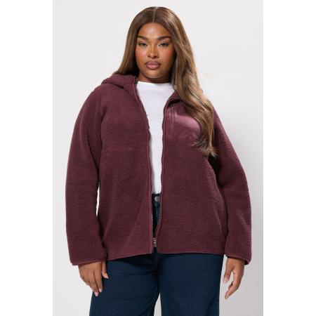 Yours Curve Bordeauxrode Fleecejas Met Capuchon En Zakken Size 54-56