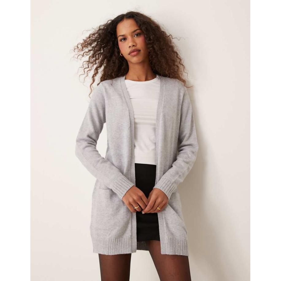 VILA Gebreid vest met open patroon in grijs Grijs