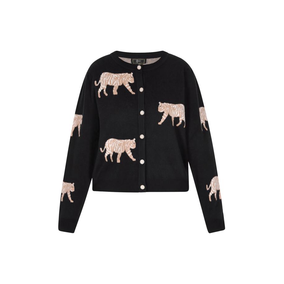 Faina faina Gebreid vest beige / zwart -